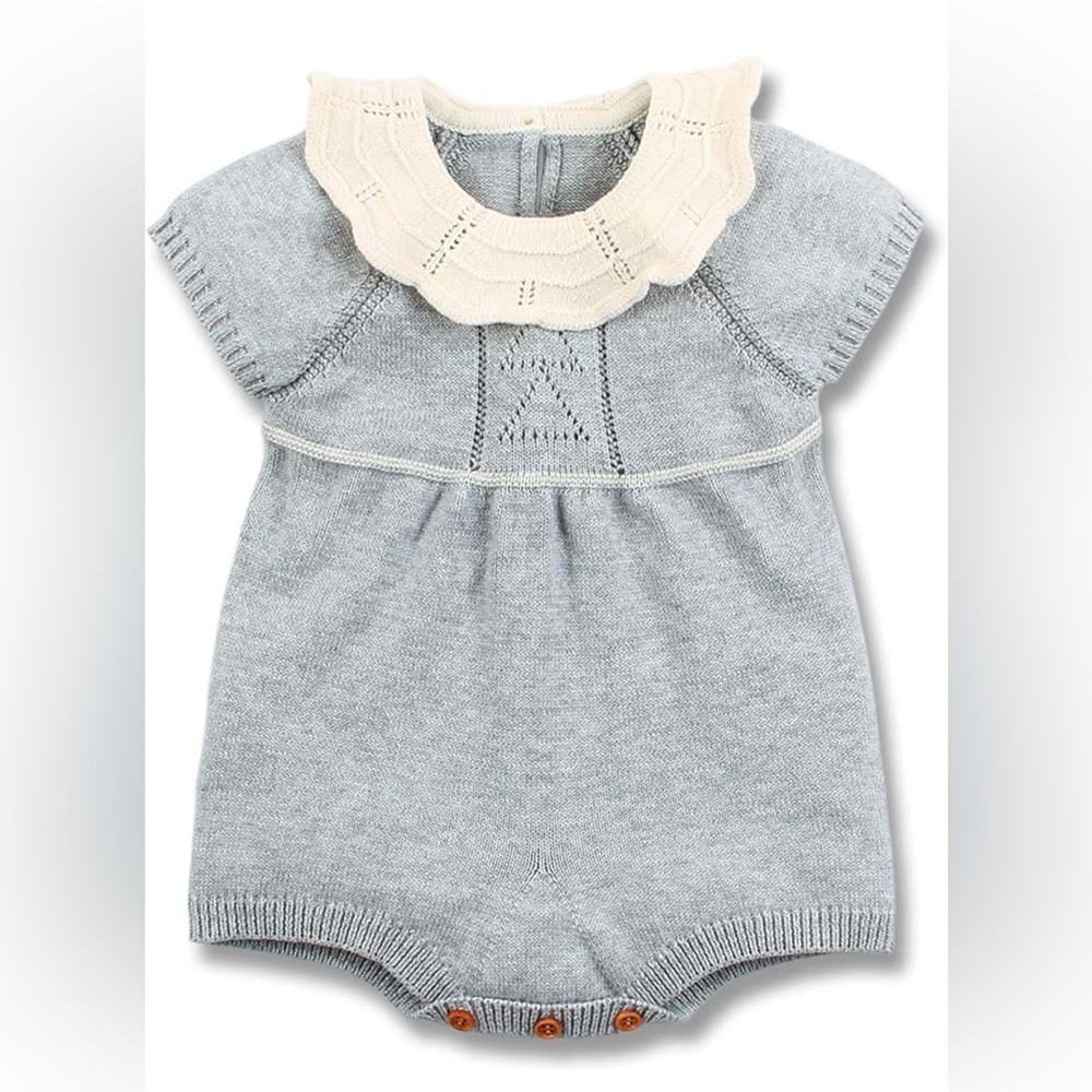 Baby Romper, Girls Knitted Ruffle One Piece Short Sleeve Outfits